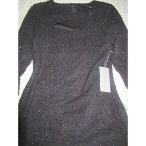 nwt Jennifer Lopez black long sleeve bead and sequin long sleeve top ladies M